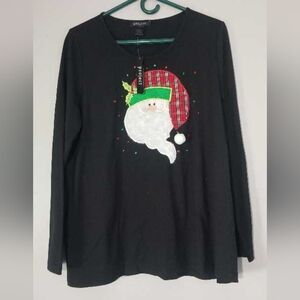 project womens size large Santa long sleeve christmas top NWT
